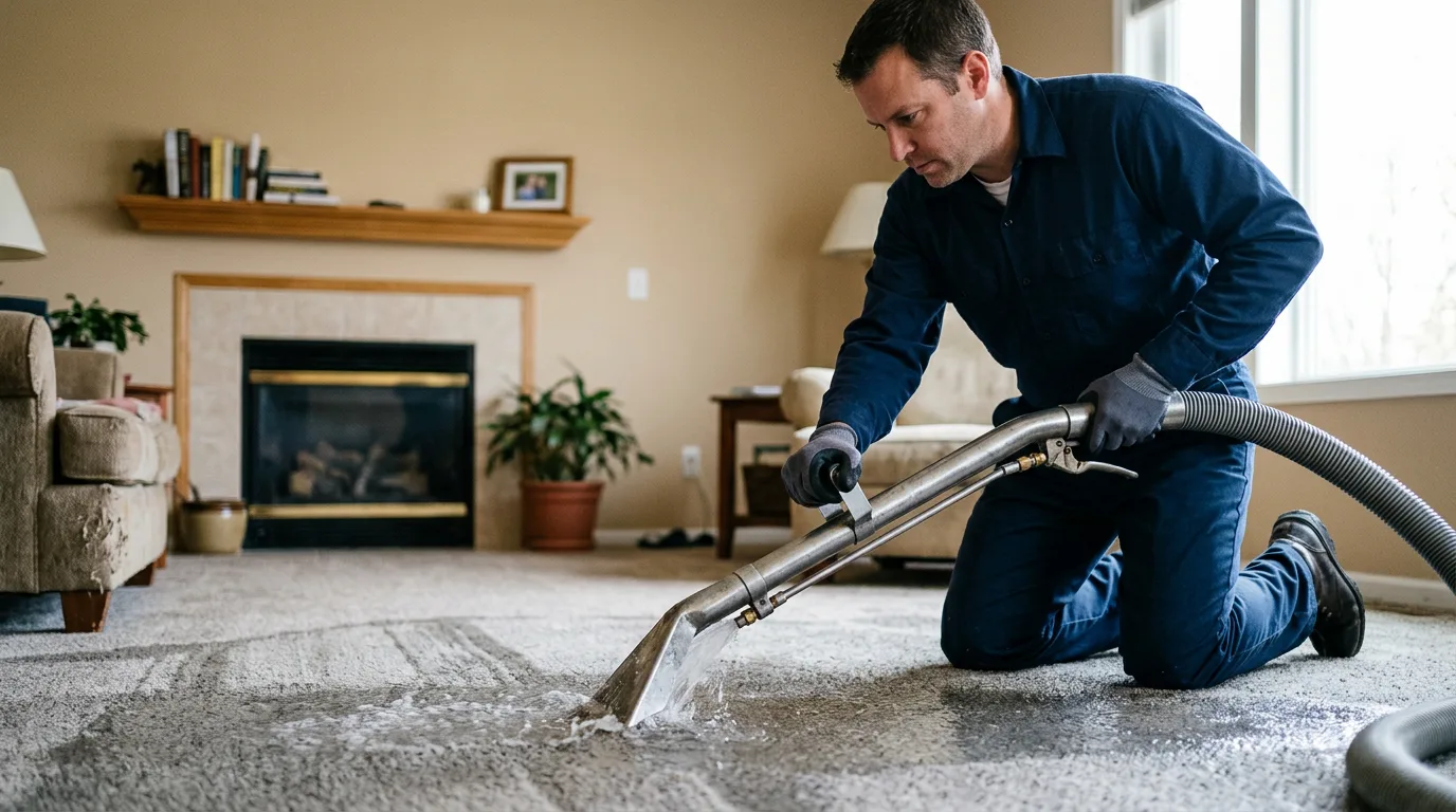 Water damage restoration technician working near Lewistown, PA